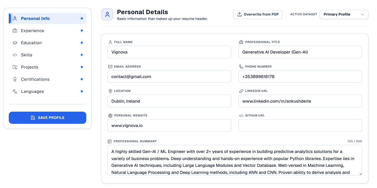Create Your Master Profile